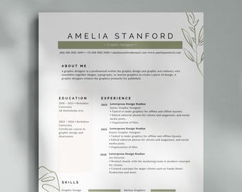 Professional Resume Templates: Modern CV Designs for Word, Google Docs, Canva (Icons Included)