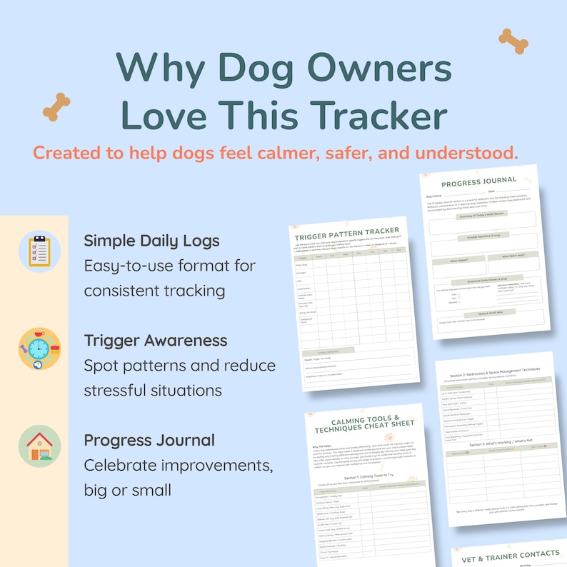 Reactive Dog Anxiety Tracker | Printable Log for Triggers, Symptoms ...