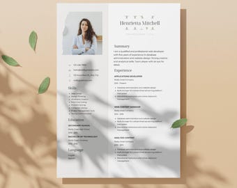 Modern Resume Template with Cover Letter: Canva, Google Docs, Word (A4 & Letter)