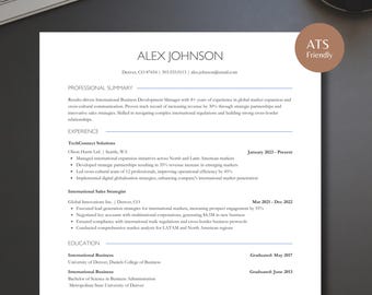 ATS Resume Template: Professional CV for Word, Google Docs, Canva