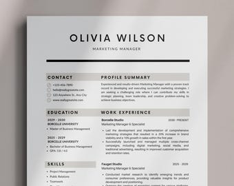 Minimalist Resume Template: Modern CV Design for Canva, Google Docs, Word
