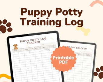 Puppy Potty Training Log | Dog Potty Tracker, Puppy Schedule Chart, Printable Potty Journal for Puppy House Training, New Dog Owner Planner