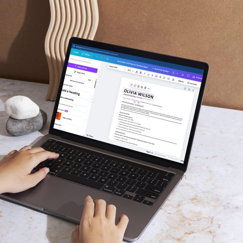 ATS Resume Template Google Docs, Canva & Word, Entrylevel CV Etsy