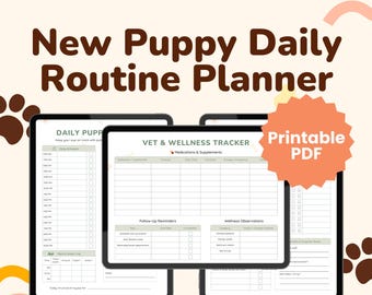 New Puppy Daily Routine Planner – Printable Vet & Wellness Tracker, Puppy Socialization Exposure Log, Puppy Care Tracker for New Dog Owners