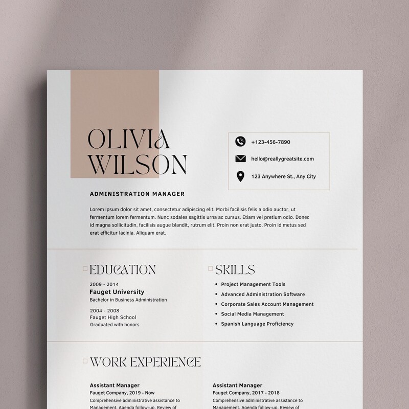 Resume Template Wording - Etsy