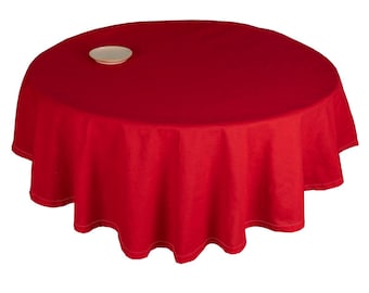 63" Red Round Tablecloth, Hemstitched Table Cloth, Indoor & Outdoor, Wedding Dining Table decor