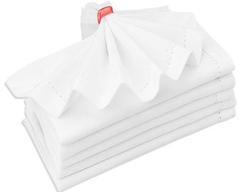 White Napkins Set of 6, Hemstitch Napkin 18x18", Wedding Table Decor, Cotton table cloth