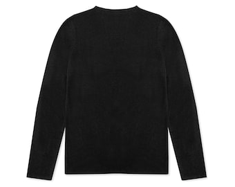 Black Cotton Long Sleeve T-Shirt, Minimalist Everyday Tees