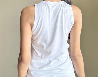 White Cotton Tank Tops: Sleeveless Yoga Workout Tank Top