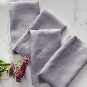 Linen Napkins Set of 4: Soft Washable Dinner Napkins, 20x20&quot;