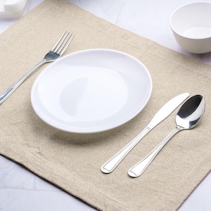 Beige Cotton Placemats - Set of 6 - Farmhouse Table Mats 13x18&quot;