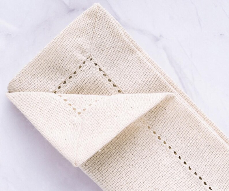 CottonPeopleUSA Hemstitch Cocktail Napkins - Thumbnail 2