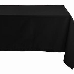 Black Cotton Hemstitched Tablecloth: Farmhouse Table Cover