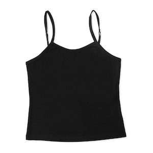 Organic Cotton Black Camisole Top: Adjustable Spaghetti Strap