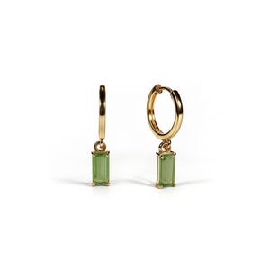 Peridot Hoop Earrings, August Birthstone Earrings, Peridot Earrings For Women, Dangling Earrings, Gemstone Jewelry, Birthday Gift for Her