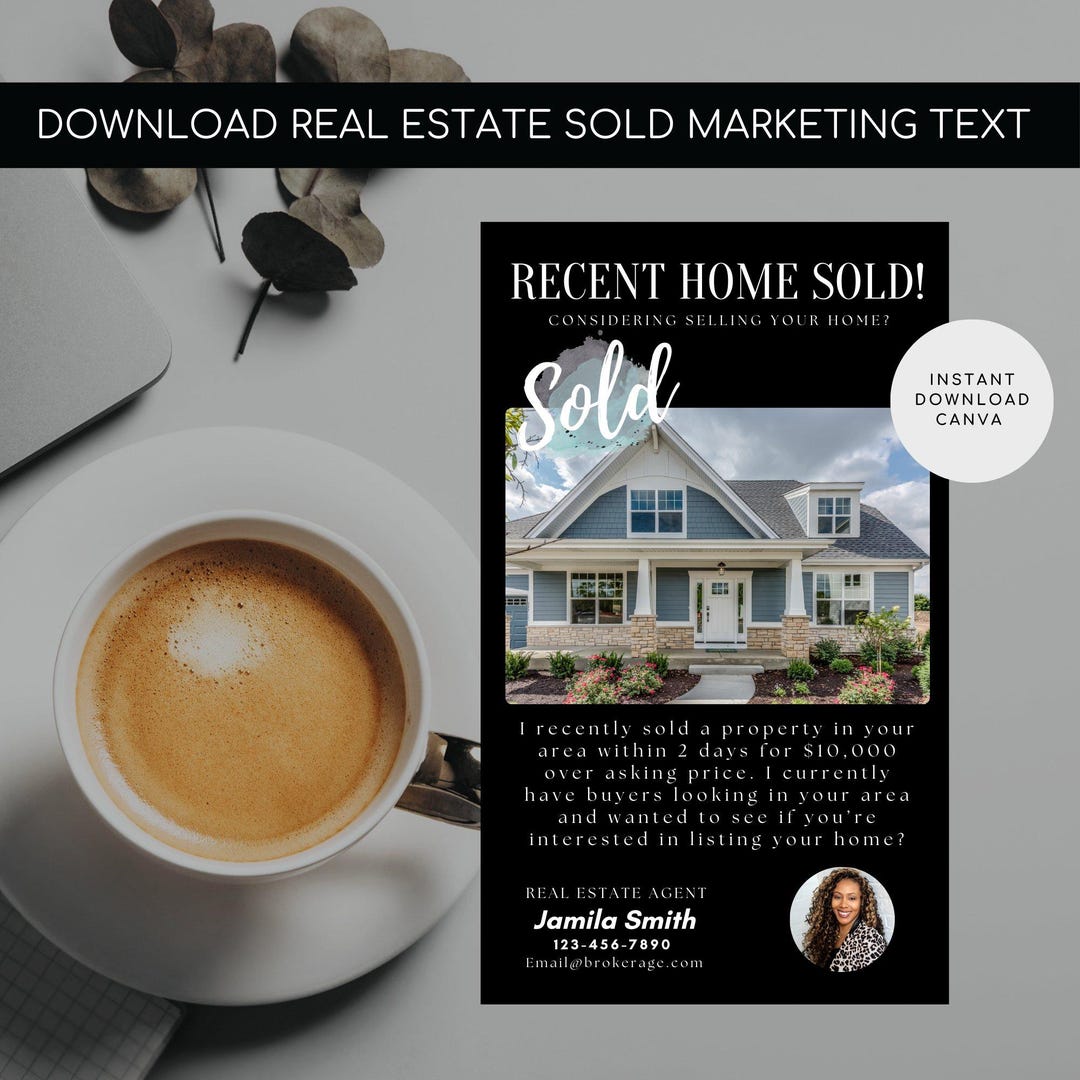 For Sale Text Sample Realtor Recently Sold Text Template: Real Estate Marketing (digital ...