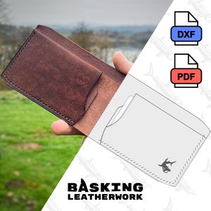 Patrón de cartera de dos pliegues Signature Slim / Plantilla de cuero / Diseño para descargar PDF DXF imprimible