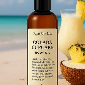 Tropical Body Oil: Coconut, Pineapple, Rum Cake Scent
