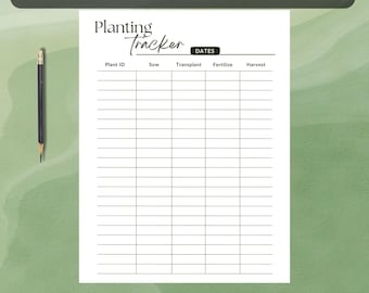 Planting Tracker | Garden Planner PDF Editable | Plant Harvest Tracker | Garden Design Printable | Digital Download Planner Bullet Page