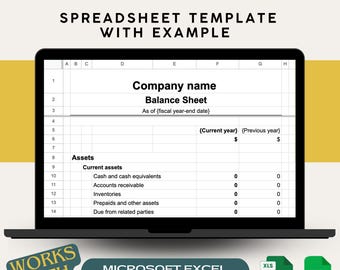 Balance Sheet | Template Excel Finance Sheet  | Instant Download | Editable Printable | Balance Template | Google Sheet | Financial Planning