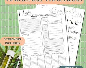 Haircare Planner Template Bundle | PRINTABLE Journal Pages | Editable PDF Curly Hair Tracker | Digital Download Goodnotes | Washday Tracker