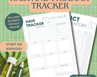 Hair Care Tracker | PRINTABLE Journal Page | Hair Wash Tracker | Product Inventory | Curly Haircare Journal | Digital Download Goodnotes