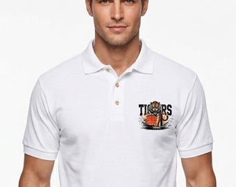 Polo de baloncesto de los Tigers, tejido transpirable, camiseta de la mascota del equipo escolar para el día del partido.