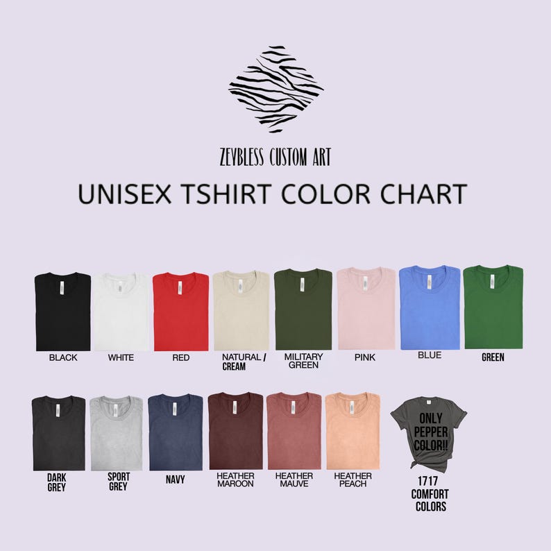K&ouml;nnte beinhalten: Unisex T-Shirt Farbkarte mit 17 verschiedenen Farben, darunter Schwarz, Wei&szlig;, Rot, Natur/Creme, Milit&auml;rgr&uuml;n, Rosa, Blau, Gr&uuml;n, Dunkelgrau, Sportgrau, Marine, Rotbraun meliert, Lila meliert, Pfirsich meliert und 1717 Komfortfarben. Die Karte enth&auml;lt ein T-Shirt mit dem Text "Only Pepper Colors!"