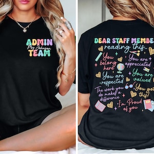 Custom Name Admin Team Shirts, Dear Staff Member Reading This Shirt, School Office Staff Tees, Office Crew Shirt, School Tee,Custom Teacher