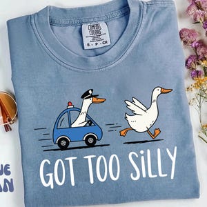 Comfort Colors Got Too Silly Shirt, Silly Goose Shirt, Goose Lover Shirt, Funny Goose Shirt, Silly Goose Jail Shirt, Funny Meme Shirt