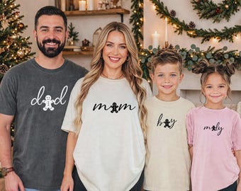 Custom Family Christmas Gingerbread Shirt Comfort Colors Matching Family Christmas Shirt Personalized Name Christmas T shirt Youth Kids Gift