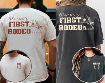 Camiseta Comfort Colors® para el primer cumpleaños con temática de rodeo, camiseta a juego para la familia del Oeste, camiseta de rodeo para mamá, papá y abuela.