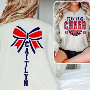 Custom Cheer Team Name Sweatshirt, Personalized Cheerleader Gift, Cheer Mom with Name Sweater, Cheer Competition Outfit, Mascot Sweatshirt