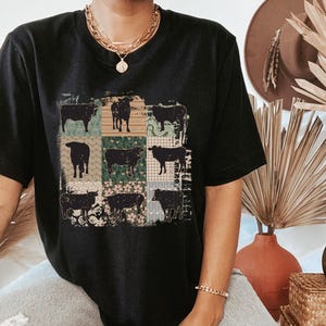 Boho Cow Shirt, Comfort Colors®, Retro Farmhouse Floral Cow Tee, Cottagecore Aesthetic Clothing, Cow Lover Gift for Her