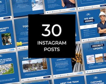 30 Construction Instagram Post Templates – Customizable Canva Posts for Builders & Sole Traders, Social Media (1080 x 1350 px)