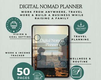 Digital Nomad Planner | Travel & Work Planner for Remote Families, Entrepreneurs and Creators | Printable + Goodnote Ready