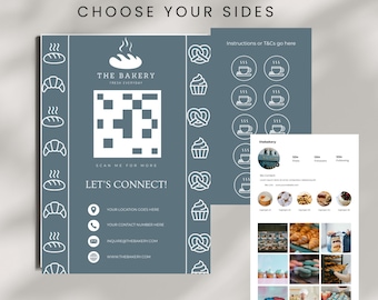 Editable Bakery Business Card Template – Canva Digital Download – QR Code, Social Media, Contact Info – Instant Brand Boost