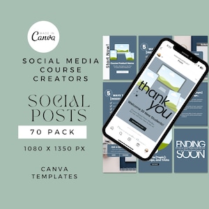 Course Launch Canva Templates for Female Creators | 70 Professional Instagram Posts (1080x1350 px) | Easy to Edit | Digital Download