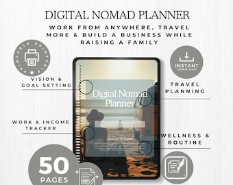 Digital Nomad Planner | Travel, Work Homeschool Planner for Remote Families, Entrepreneurs and Creators | Printable + Goodnote Ready