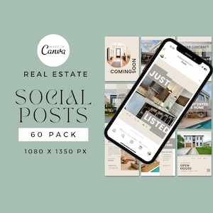 Real Estate Instagram Templates: Canva Realtor Marketing (Digital Download)
