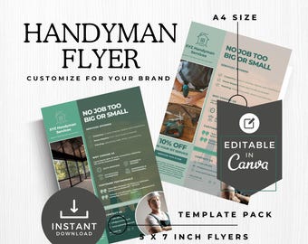 Handyman Flyer Template: Editable Canva Template for Small Business with Modern Marketing Design