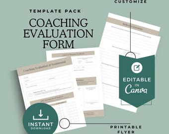 Course Evaluation Form Canva Template | Editable Coaching Feedback & Testimonial Form PDF