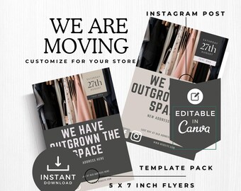 Business Moving Announcement Template: Editable Canva Flyer & Instagram Reel (Digital Download)