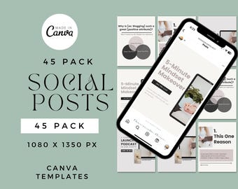 45 Instagram Canva Templates for Coaches | Editable 1080×1350;  Branding Posts, Templates for Coaches – for Branding & Engagement