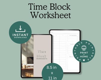 Time Block Worksheets – Daily Time Blocking Schedule | Printable PDF Planner for Productivity