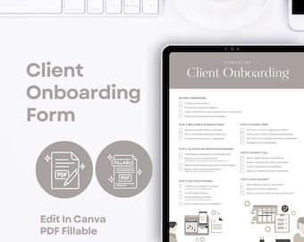 Checkliste für Kunden-Onöffnung (ausfüllbares PDF) + bearbeitbare Canva-Vorlage | Prozessvorlage für Virtuellen Assistenten, Coaches & OBM Kunden