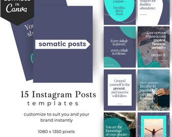 Somatic Instagram Templates: Earthstone Calm Collection for Coaches (Canva Editable)