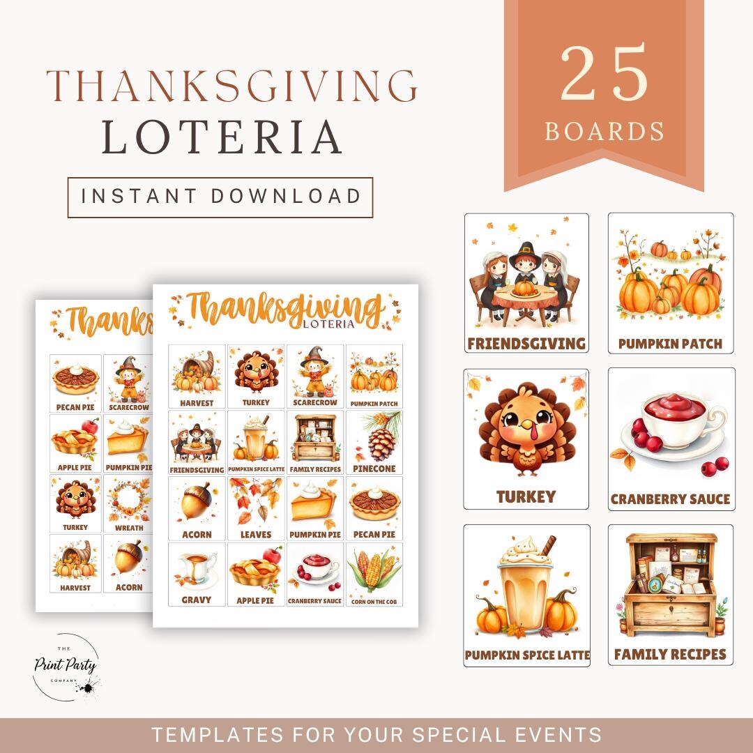 Thanksgiving Loteria, Fall Loteria, Autumn Loteria, Loteria De Otoño