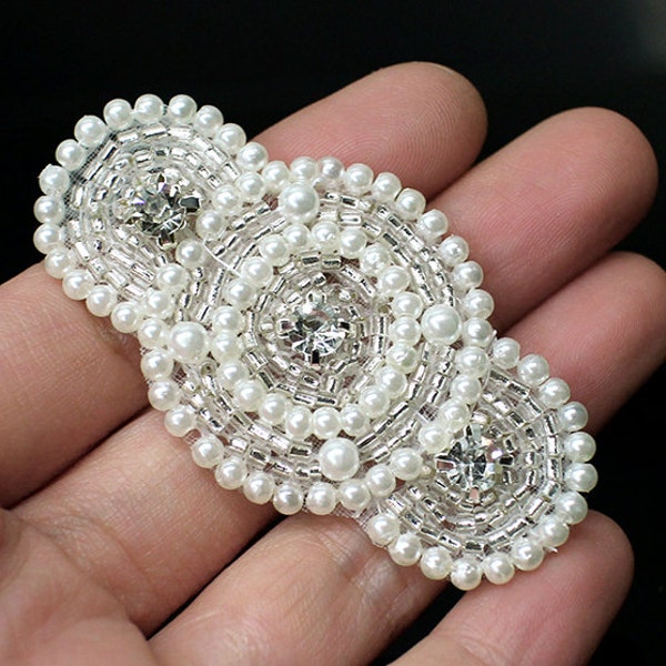 Rhinestone Applique, Rhinestone Beaded Applique, Rhinestone Beaded Trims, Rhinestone Trims - AP491