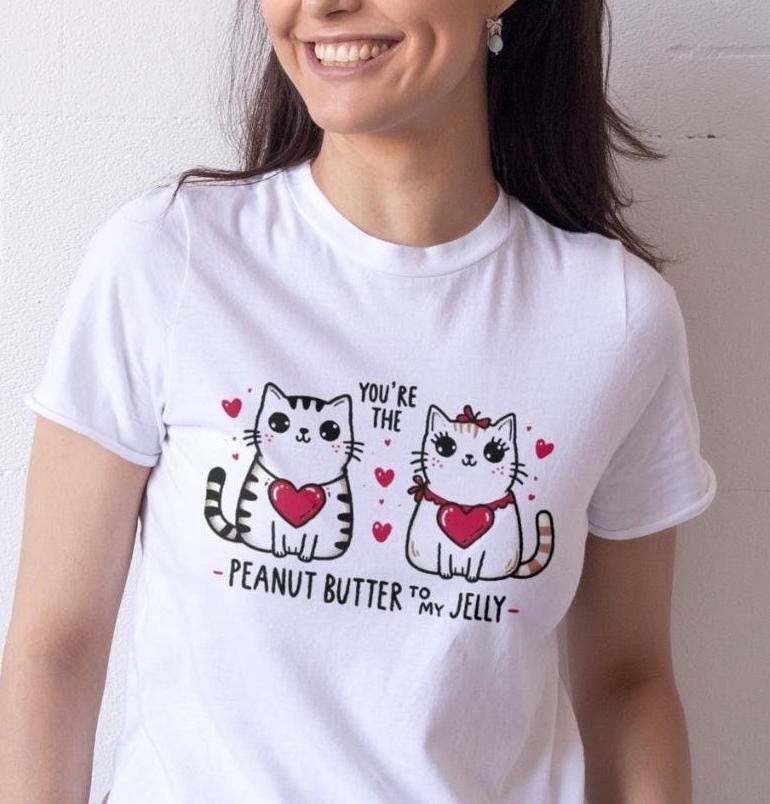 cute You’re the Peanut Butter to My Jelly Unisex Heavy Cotton Tee, Funny Cat Lovers Shirt for Valentine’s Day and birthday Gift